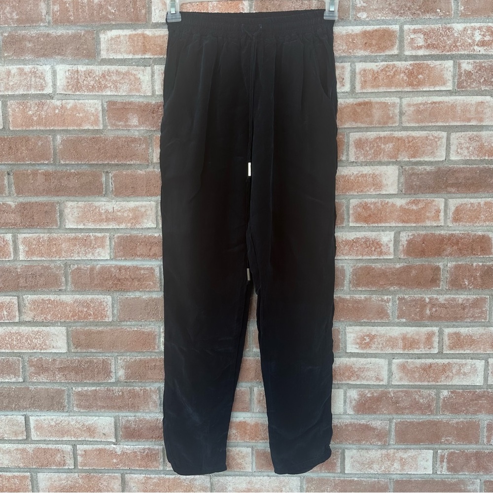 Natalie Busby Cupro Pull On Pants Women’s Small Blue Navy Elastic Straight